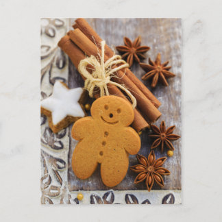 Christmas Spices, Ginger And Anise Stars Holiday Postcard
