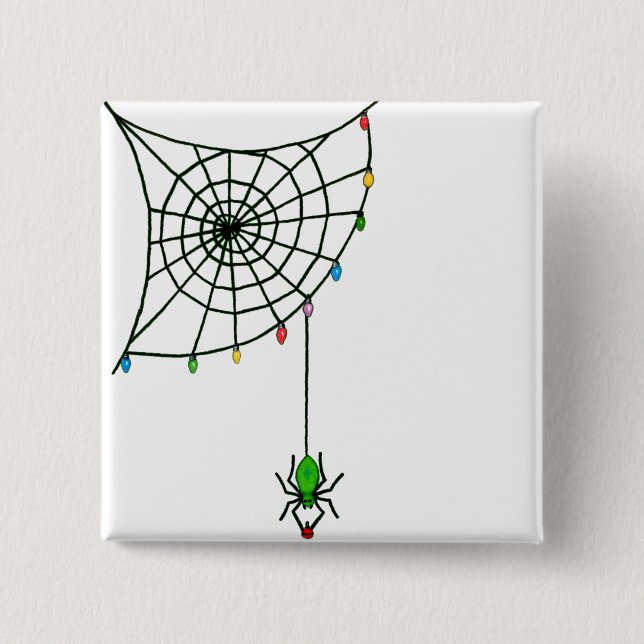 Christmas Spider Web Lights Goth Holiday Button (Front)