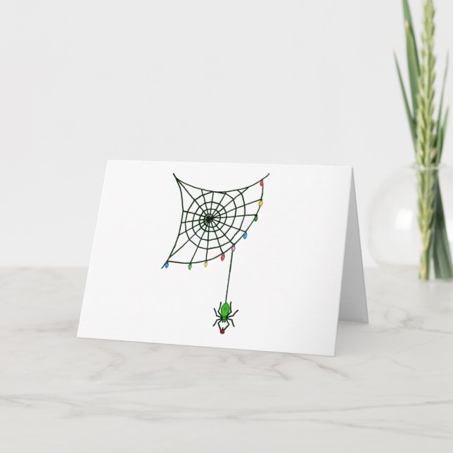 Christmas Spider Web Lights Goth Holiday Card (Front)