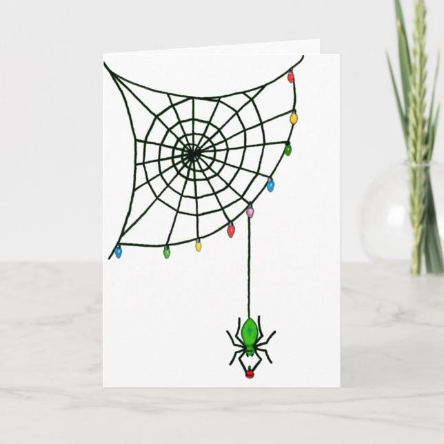 Christmas Spider Web Lights Goth Holiday Card (Front)