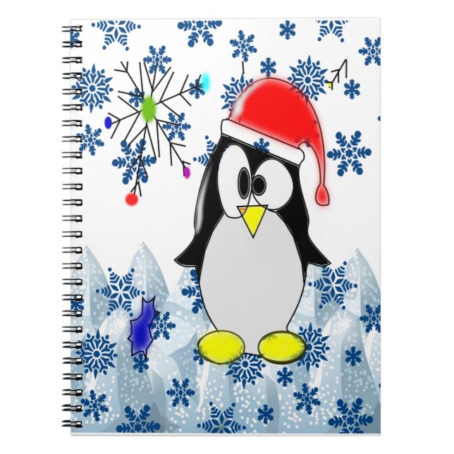 Christmas Spiral Notebook Penguin (Front)