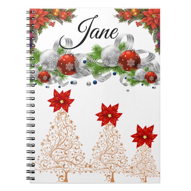 Christmas Spiral Notebook Poinsettia (Front)