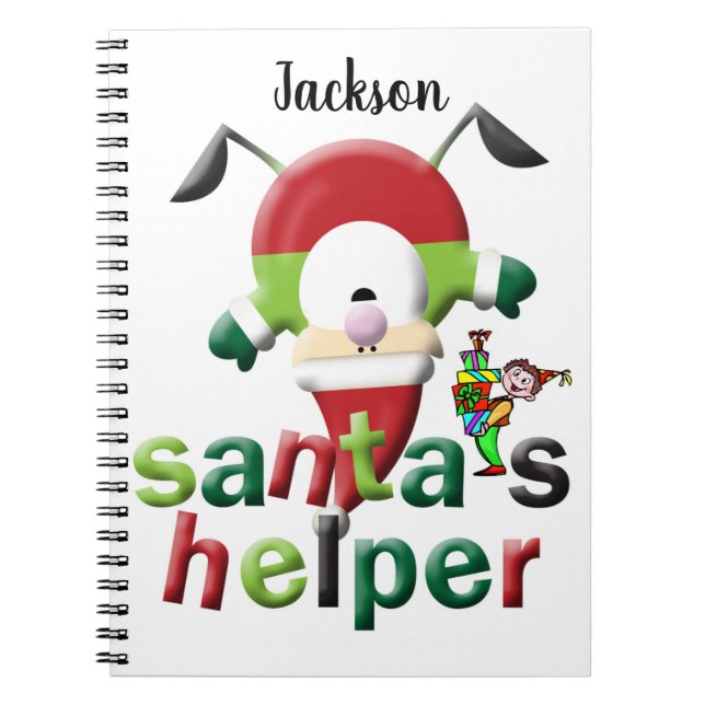 Christmas Spiral Notebook Santa's Helper  (Front)