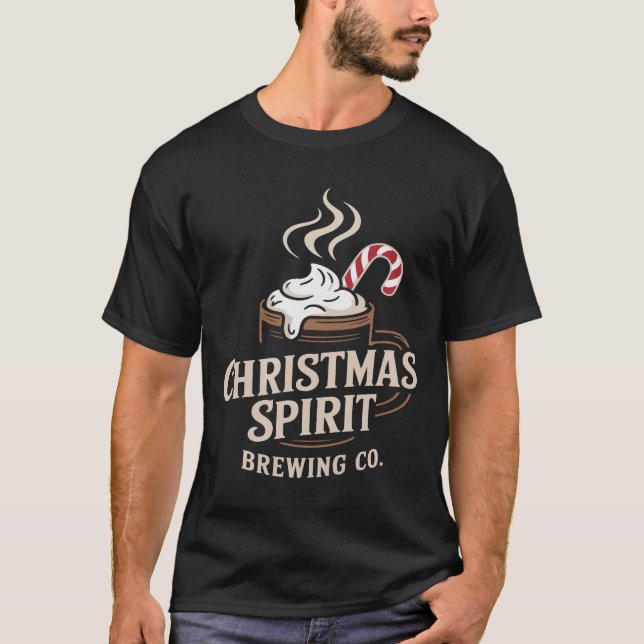 Christmas Spirit Brewing Co Typography Design T-Shirt (Front)
