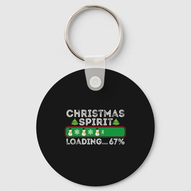 Christmas Spirit Loading 67 Six Seven Meme Funny S Keychain (Front)