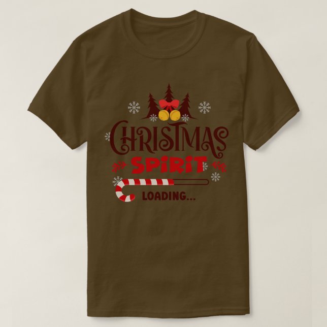 Christmas Spirit Loading Candy Cane Funny Christma T-Shirt (Design Front)