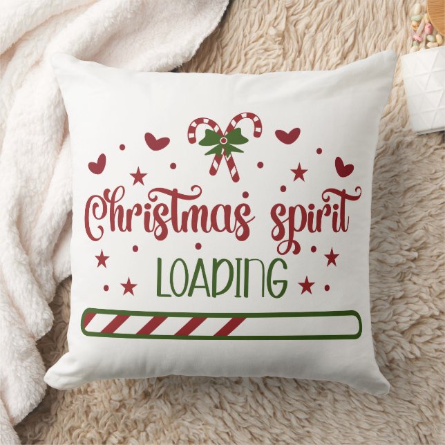 Christmas Spirit Loading Funny Holiday Throw Pillow (Blanket)