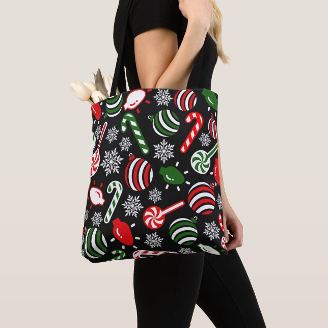 Christmas Spirit Pattern Tote Bag (Close Up)