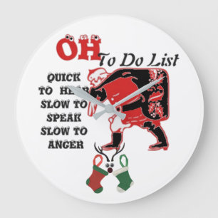 Christmas Spirit Quick to Hear Slow to Anger List Large Clock