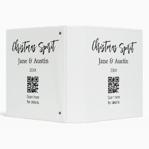 Christmas Spirit wedding couple name QR scan date 3 Ring Binder