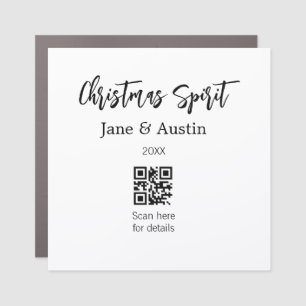 Christmas Spirit wedding couple name QR scan date Car Magnet