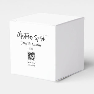 Christmas Spirit wedding couple name QR scan date Favor Boxes