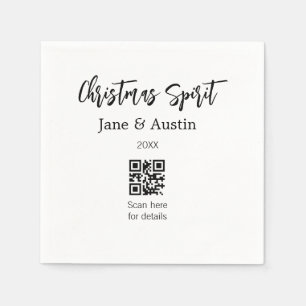 Christmas Spirit wedding couple name QR scan date Napkins