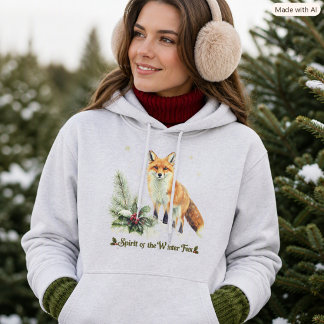 Christmas Spirit Wildlife Fox Winter Nature Animal Hoodie