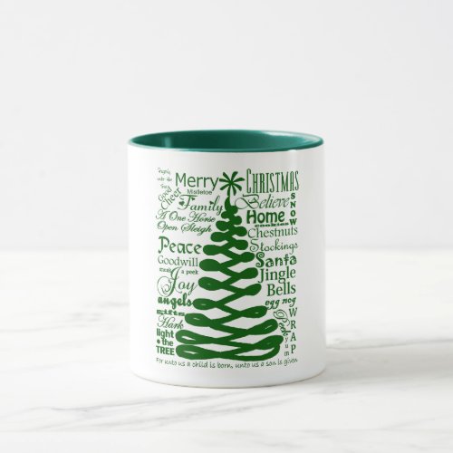 Christmas Spirits Abstract Tree WText Typography Mug