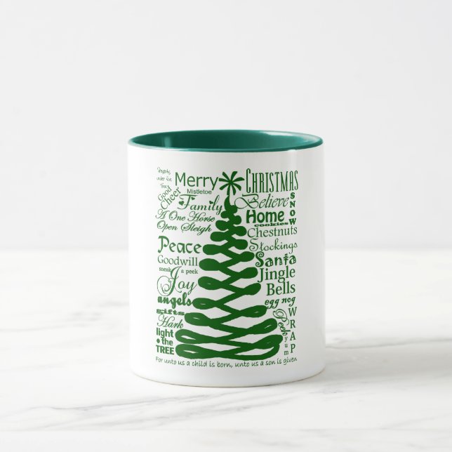 Christmas Spirits Abstract Tree W/Text Typography Mug (Center)