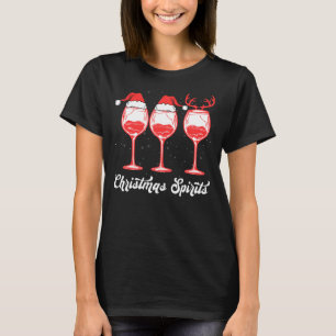 Christmas Spirits Glasses Of Wine Holiday T-Shirt