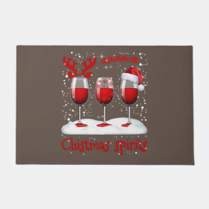 Christmas Spirits Glasses Of Wine Xmas Holidays Pa Doormat