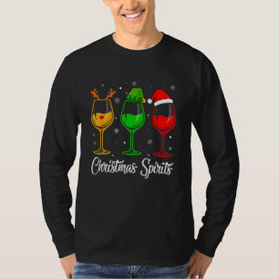 Christmas Spirits Glasses Of Wine Xmas Holidays Pa T-Shirt