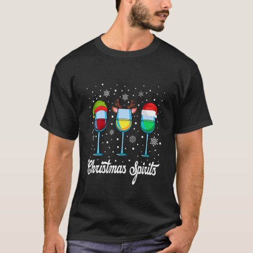 Christmas Spirits Glasses Of Wine Xmas Holidays Pa T_Shirt