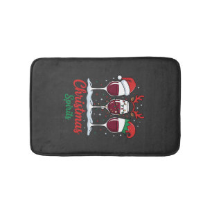 Christmas Spirits Red Wine Glasses Bath Mat