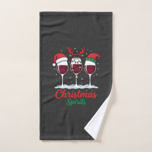 Christmas Spirits Red Wine Glasses Hand Towel