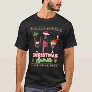 Christmas Spirits Wine Drinking Santa Merry Xmas S T-Shirt