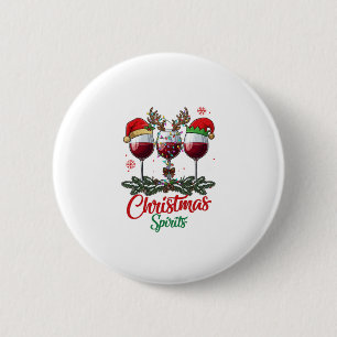 Christmas Spirits Wine Glasses Reindeer Antlers Pi Button