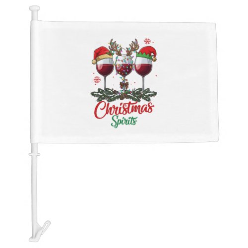 Christmas Spirits Wine Glasses Reindeer Antlers Pi Car Flag