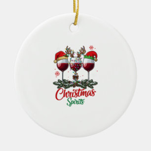 Christmas Spirits Wine Glasses Reindeer Antlers Pi Ceramic Ornament