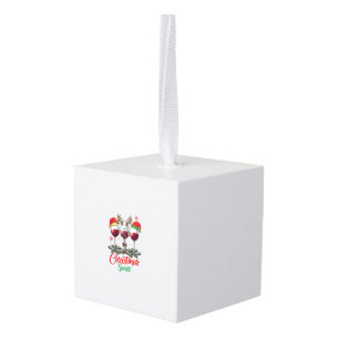 Christmas Spirits Wine Glasses Reindeer Antlers Pi Cube Ornament