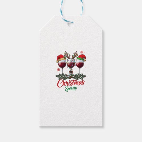 Christmas Spirits Wine Glasses Reindeer Antlers Pi Gift Tags