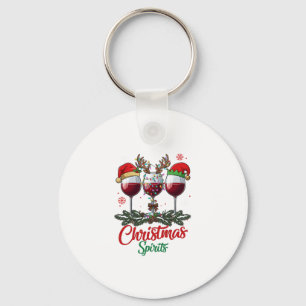Christmas Spirits Wine Glasses Reindeer Antlers Pi Keychain