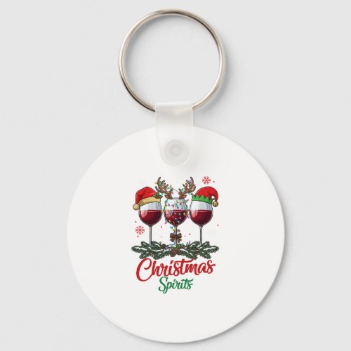 Christmas Spirits Wine Glasses Reindeer Antlers Pi Keychain