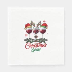 Christmas Spirits Wine Glasses Reindeer Antlers Pi Napkins