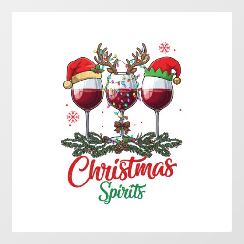 Christmas Spirits Wine Glasses Reindeer Antlers Pi Window Cling