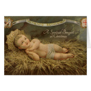 Christmas Spiritual Bouquet Jesus in Manger Cards