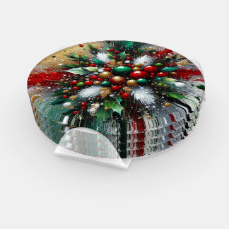 Christmas Splatter / White Bursts Coaster Set