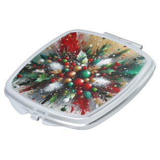 Christmas Splatter / White Bursts Compact Mirror