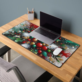 Christmas Splatter / White Bursts Desk Mat