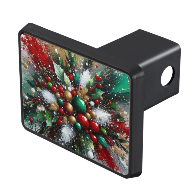 Christmas Splatter / White Bursts Hitch Cover (Top Right)