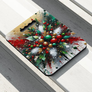 Christmas Splatter / White Bursts Seat Cushion