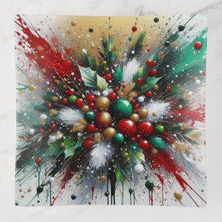 Christmas Splatter / White Bursts  Trinket Tray