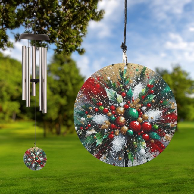 Christmas Splatter / White Bursts  Wind Chime (Outdoor)