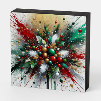 Christmas Splatter / White Bursts Wooden Box Sign