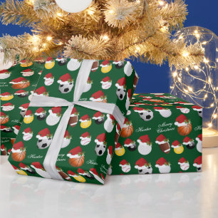 Christmas Sports Ball Pattern DIY Text Wrapping Paper