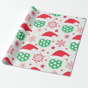 Christmas Sports Ball with Santa Hat Wrapping Paper