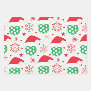 Christmas Sports Ball with Santa Hat Wrapping Paper Sheets