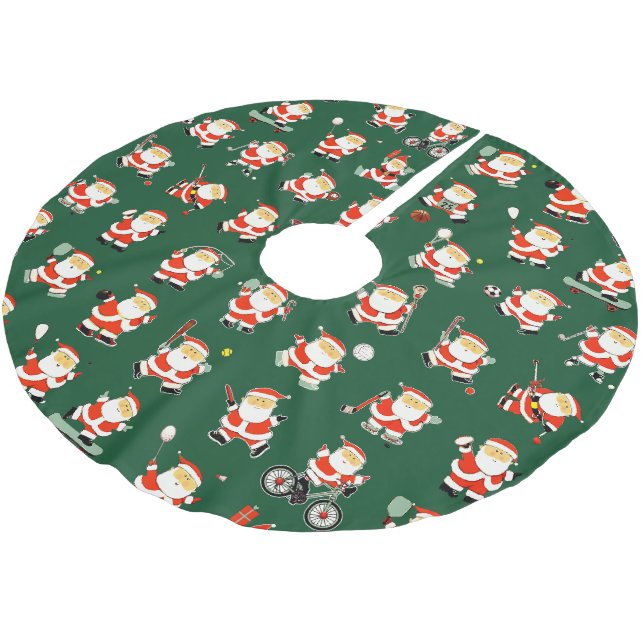 Christmas Sports Brushed Polyester Tree Skirt (Angled)