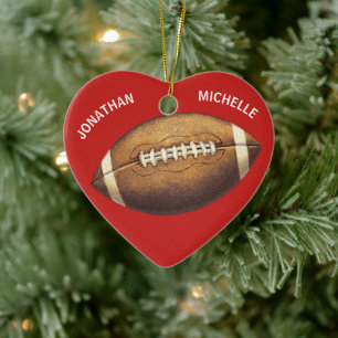 Christmas Sports Football Couples Name Holiday Ceramic Ornament
